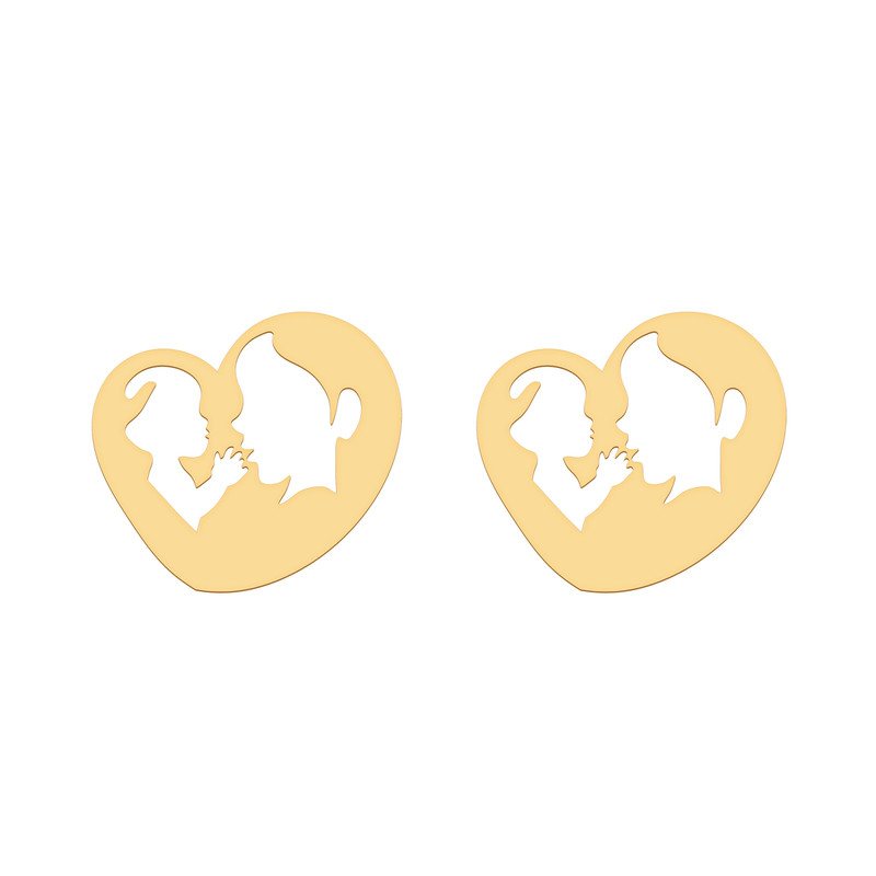 گوشواره طلا 18 عیار زنانه شمیم گلد گالری مدل قلب مادر و کودک G239