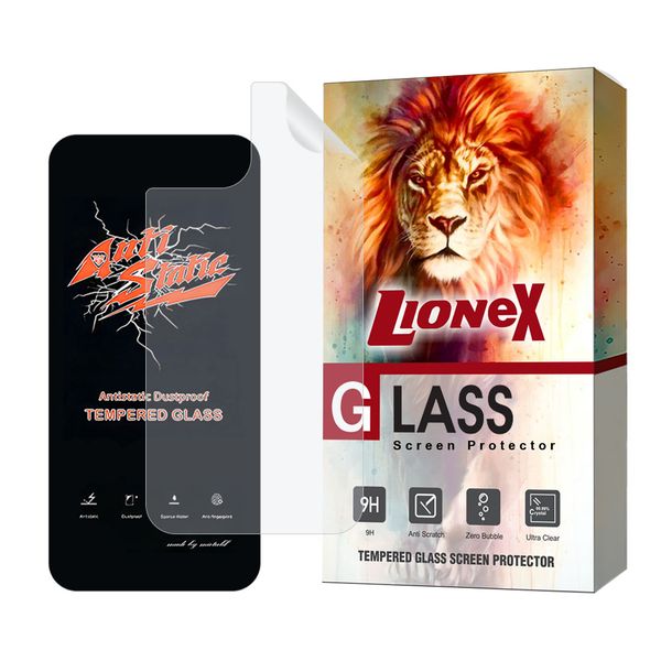 محافظ صفحه نمایش آنتی استاتیک لایونکس مدل ANTNABKLI  مناسب برای گوشی موبایل اپل iPhone 13 به همراه محافظ پشت گوشی هیدروژل