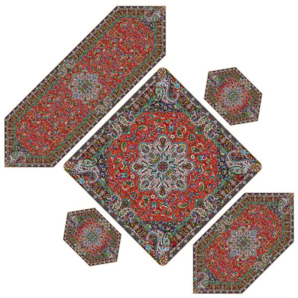 ست 5 تکه رومیزی ترمه حسینی مدل پانیذ کد 1214