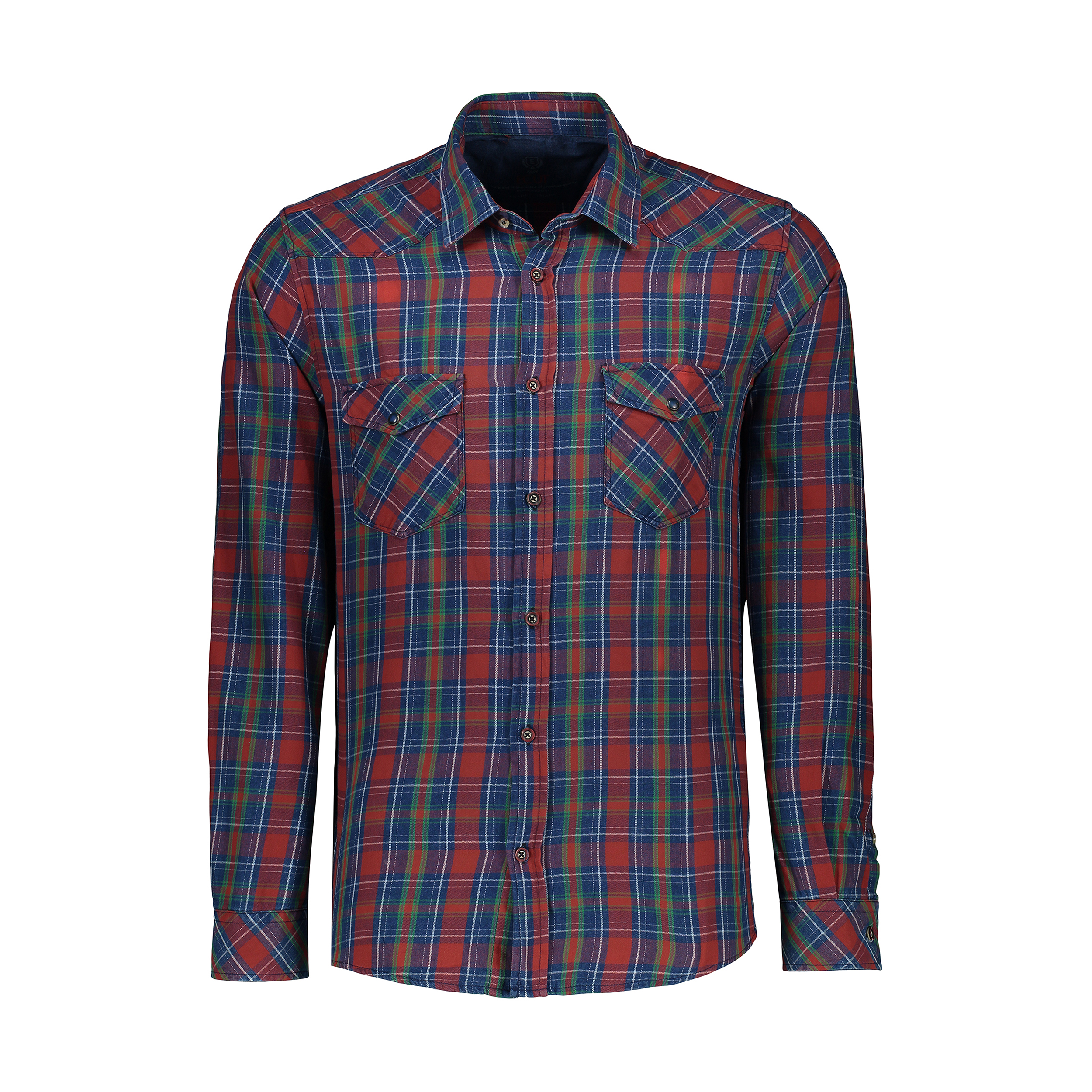 پیراهن آستین بلند مردانه ایکات مدل چهارخانه درشت ST1151465 رنگ قرمز