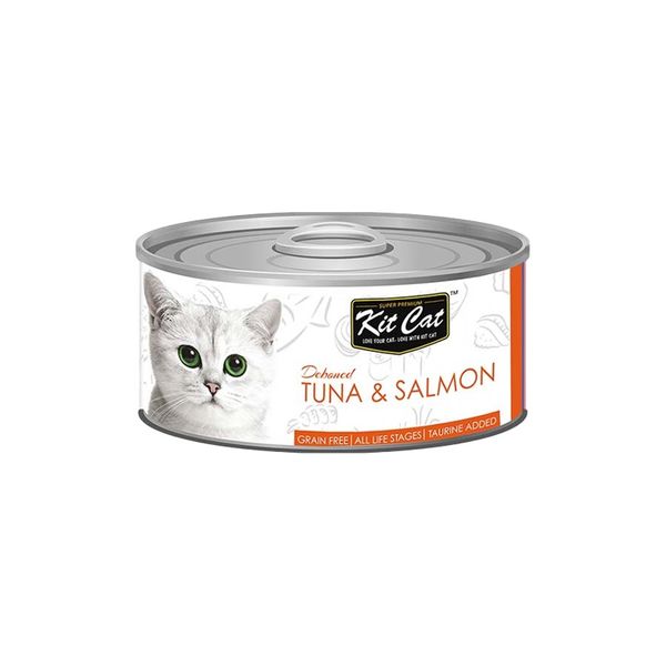 کنسرو غذای گربه کیت کت مدل ماهی تن و سالمون وزن 80 گرم