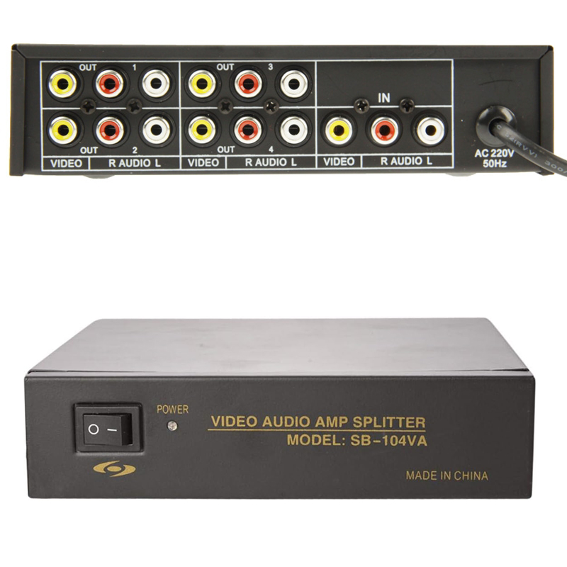 هاب اسپلیتر صدا و تصویر  1 به 4 مدل SB-104VA  فیش AV-RCA
