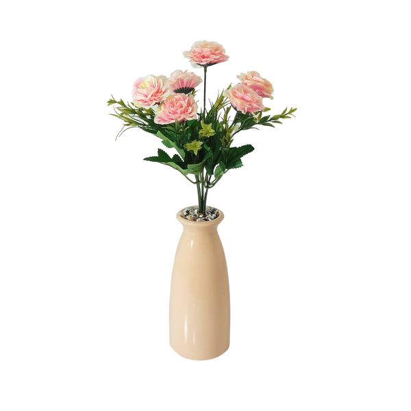 گلدان به همراه گل مصنوعی رایکا مدل رز MM01