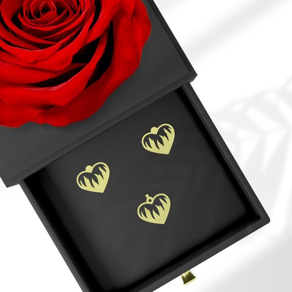نیم ست طلا 18 عیار زنانه مدوپد مدل قلب کد NSB10043 به همراه باکس گل رز جاویدان