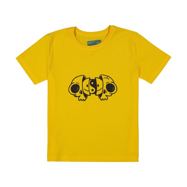 تی شرت آستین کوتاه پسرانه تیتیش طرح اسکلت رنگ زرد