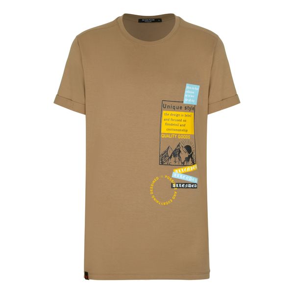 تی شرت آستین کوتاه مردانه سون پون مدل M347 رنگ قهوه ای