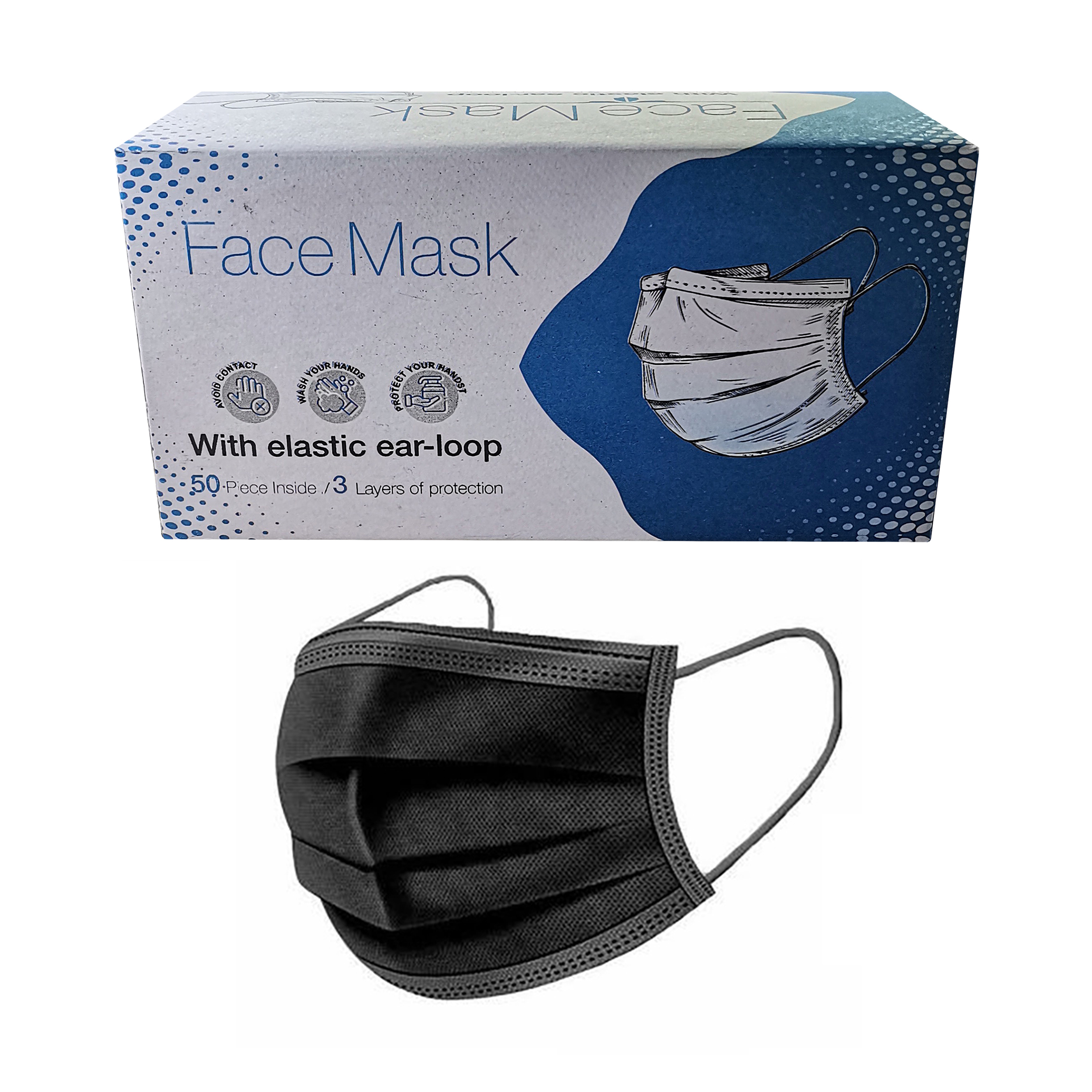 ماسک تنفسی مدل سه لایه ملت بلون کد H1  بسته 50 عددی