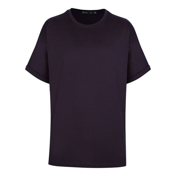 تی شرت اورسایز مردانه باینت مدل 778-5 رنگ بادمجانی