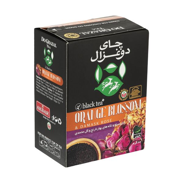 چای سیاه و تکه های بهار نارنج و گل محمدی دوغزال - 100 گرم