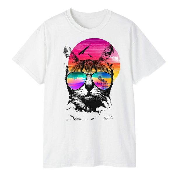 تی شرت آستین کوتاه مردانه مدل گربه عینکی کد 95