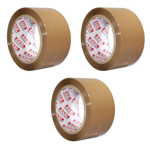 چسب پهن رازی مدل Packing Tape عرض 5 سانتی متری مجموعه 3 عددی