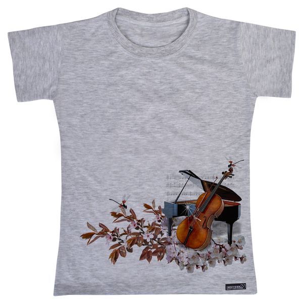 تی شرت آستین کوتاه دخترانه 27 مدل Violin and Grand Piano Illustration کد MH831