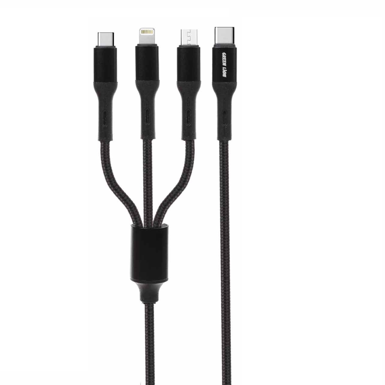 کابل تبدیل USB به microUSB / USB-C / لایتنینگ گرین لاین مدل GN3IN1C  طول 1.2 متر