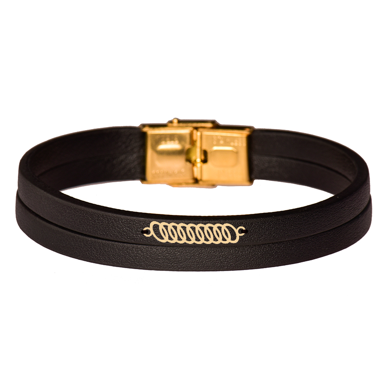 دستبند طلا 18 عیار مردانه کرابو طرح هندسی مدل Kr102407