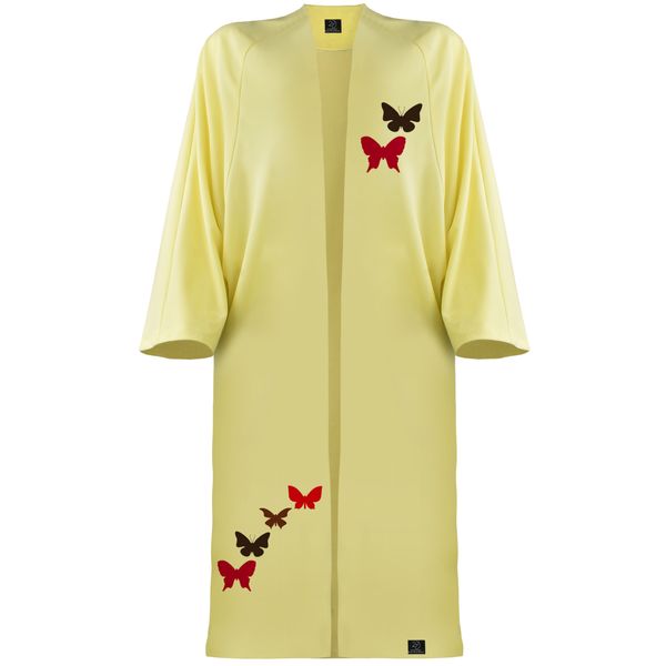 مانتو زنانه 27 مدل پروانه کد V19 رنگ زرد