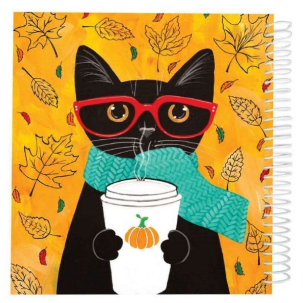 دفتر 100 برگ اردیبهشت طرح گربه با کلاه و عینک کد HARD COVER 1717