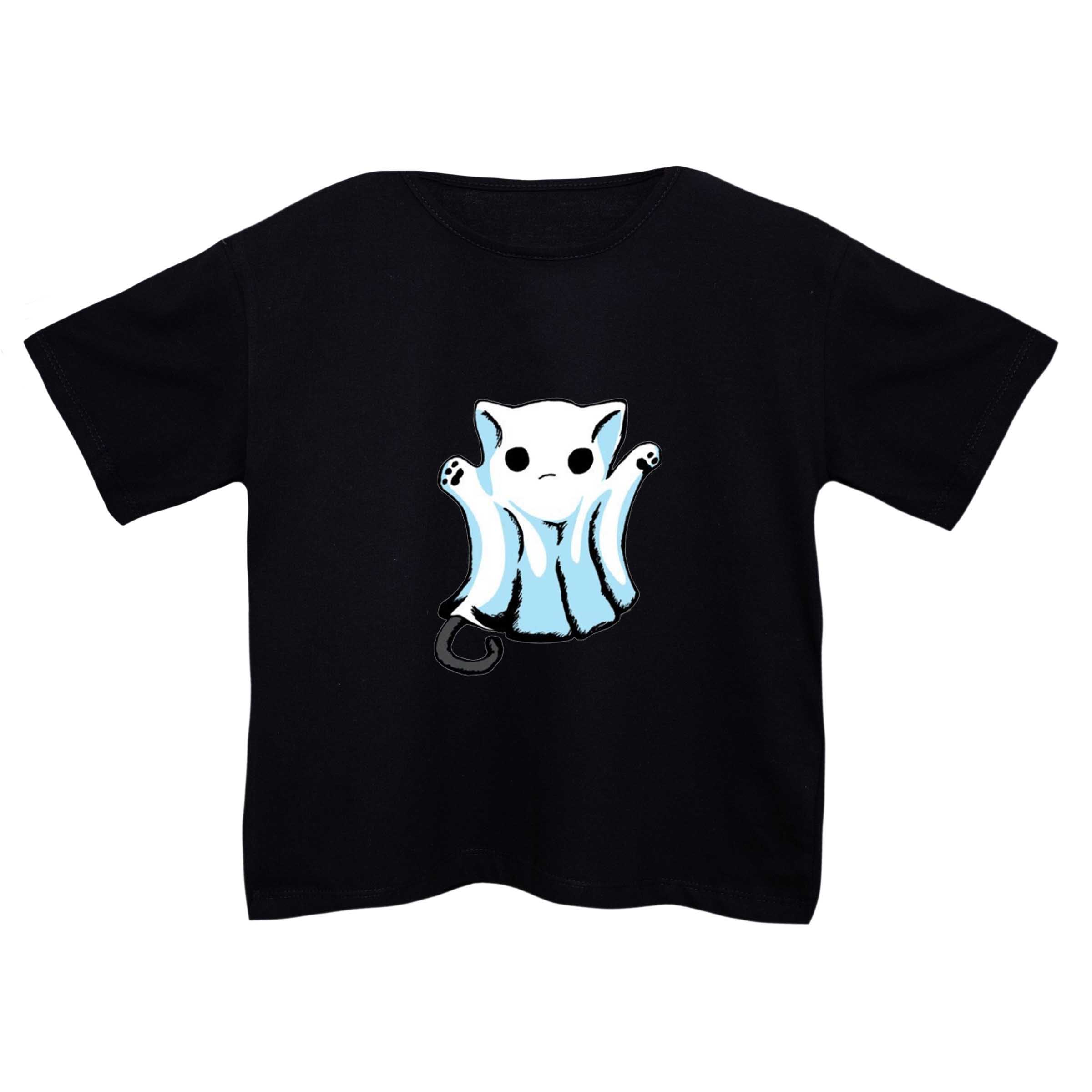 کراپ‌تی شرت آستین کوتاه زنانه مدل گربه روح