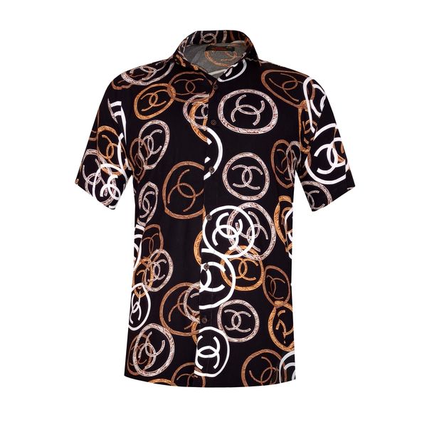 پیراهن آستین کوتاه مردانه مدل هاوایی کد H-GU رنگ مشکی