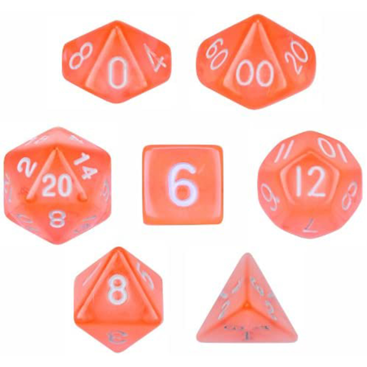 تاس بازی ویز دایس مدل Translucent Orange مجموعه 7 عددی