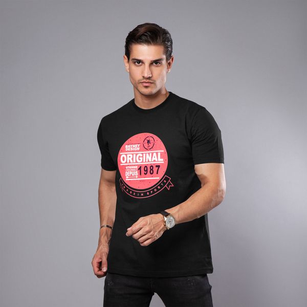 تی شرت آستین کوتاه مردانه باینت مدل 538-1 رنگ مشکی