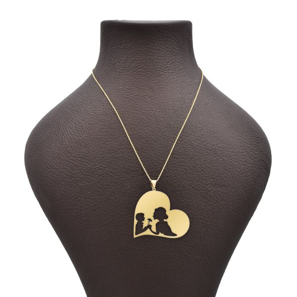گردنبند طلا 18 عیار زنانه شمیم گلد گالری مدل مادر و کودک و قلب PA357