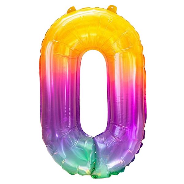 بادکنک فویلی لاکی بالونز مدل عدد صفر طرح ژله ای رنگین کمانی کد 1105