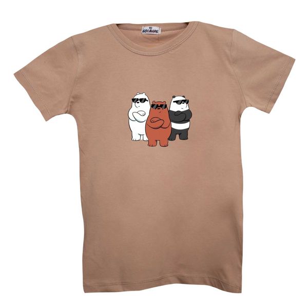 تی شرت آستین کوتاه بچگانه مدل خرس های کله فندقی کد4 رنگ کرم