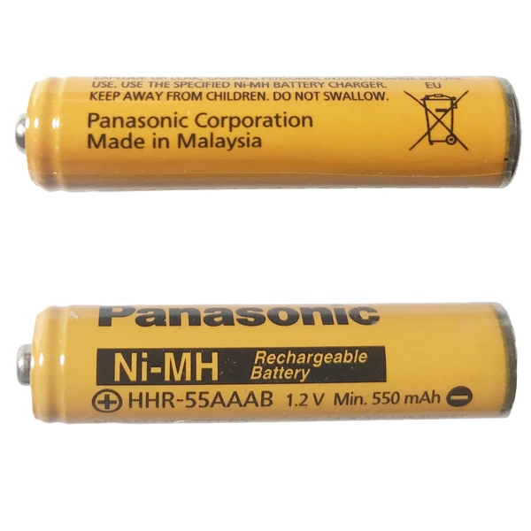 باتری نیم قلمی قابل شارژ تلفن بی سیم پاناسونیک مدل Ni-MH/HHR-55AAAB بسته دو عددی