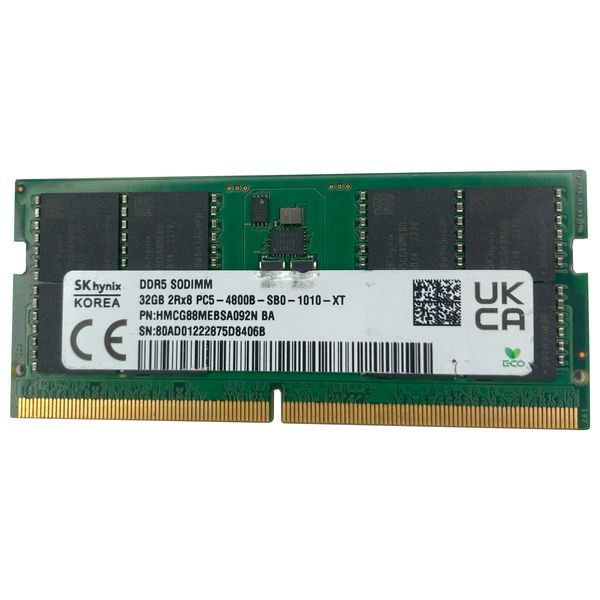 رم لپ تاپ DDR5 دو کاناله 4800 مگاهرتز CL40 اس کی هاینیکس مدل PC5-4800B-SBO ظرفیت 32 گیگابایت