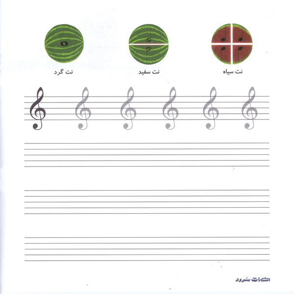 دفتر نت موسیقی 12 برگ نشر سرود مدل پنج خط طرح کودک
