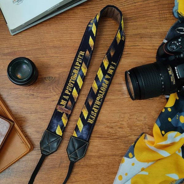  بند گردنی دوربین عکاسی ترنگ طرح photograper کد yellow-black بسته 3 عددی