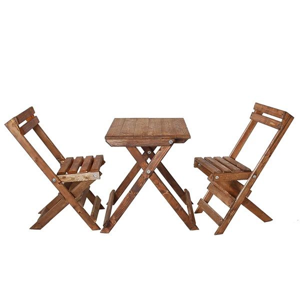 میز و صندلی ناهارخوری دو نفره مدل تاشو چوبی کد 001