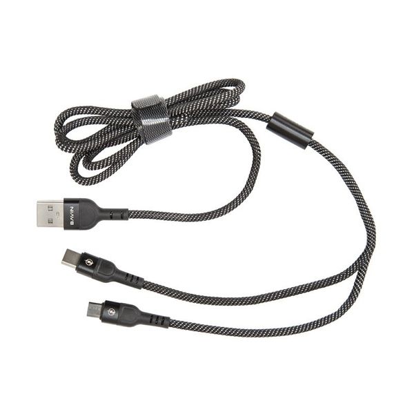 کابل تبدیل USB به Micro USB/USB-C باوین مدل CB-186 طول 1 متر