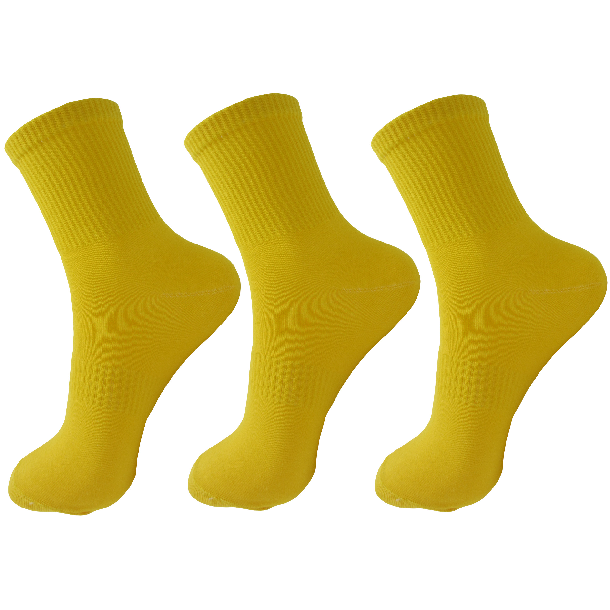 جوراب ورزشی زنانه ادیب مدل اسپرت کش انگلیسی رنگ زرد بسته 3 عددی