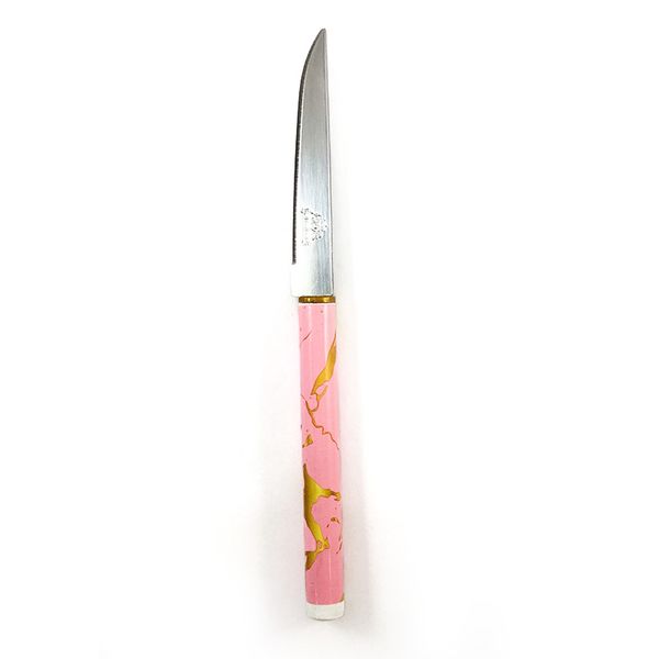  چاقو میوه خوری وایکینگ طرح پینک ماربل مدل مدادی بسته 12 عددی