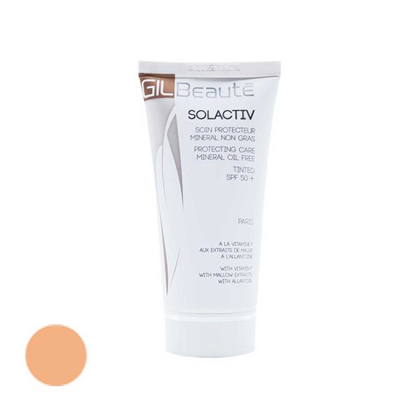کرم ضد آفتاب رنگی ژیل بوته SPF50 مدل Solactive مناسب پوست های چرب و حساس حجم 50 میلی لیتر