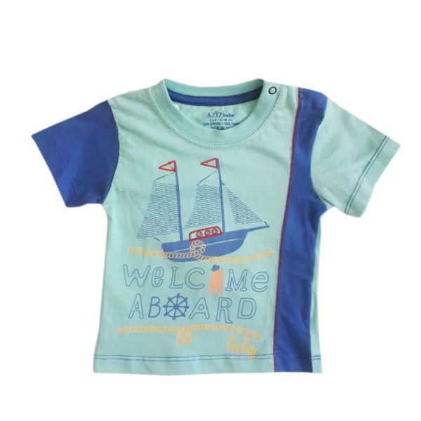 تی شرت آستین کوتاه نوزادی عزیز ب ب مدل قایق کد 2744