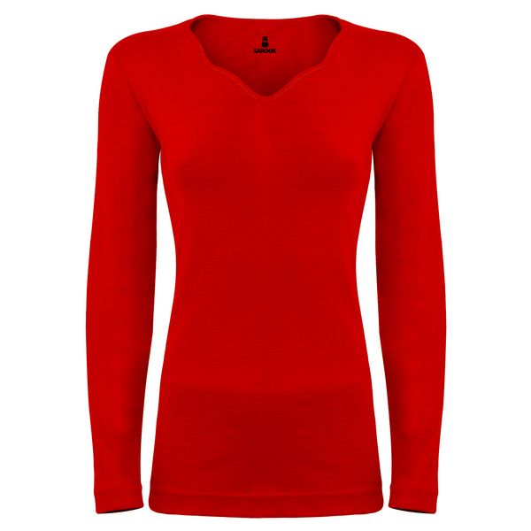تی شرت آستین بلند زنانه ساروک مدل SDEL رنگ قرمز