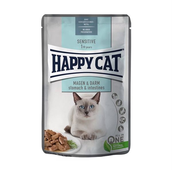 غذای پوچ گربه هپی کت مدل حساس گوارشی وزن 85 گرم