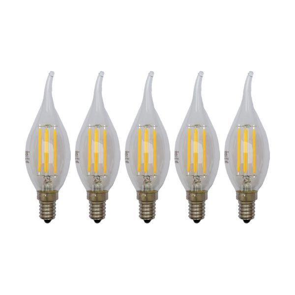 لامپ فیلامنتی 4 وات ای لایت مدل شمعی کد C35 پایه E14 بسته 5 عددی
