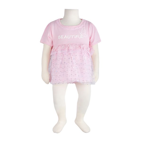 ست پیراهن و شورت نوزادی دخترانه آدمک مدل پروانه کد 127400 رنگ صورتی