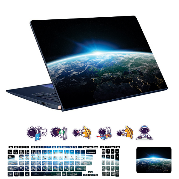 استیکر لپ تاپ توییجین و موییجین طرح Space  کد 177 مناسب برای لپ تاپ 15.6 اینچ به همراه برچسب حروف فارسی کیبورد