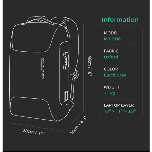 کیف لپ تاپ مارک ریدن مدل -9116 مناسب برای لپ تاپ تا 15.6 اینچی
