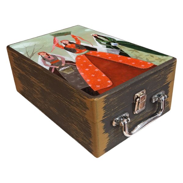  جعبه هدیه مدل چمدان چوبی طرح بهاری کد WS799