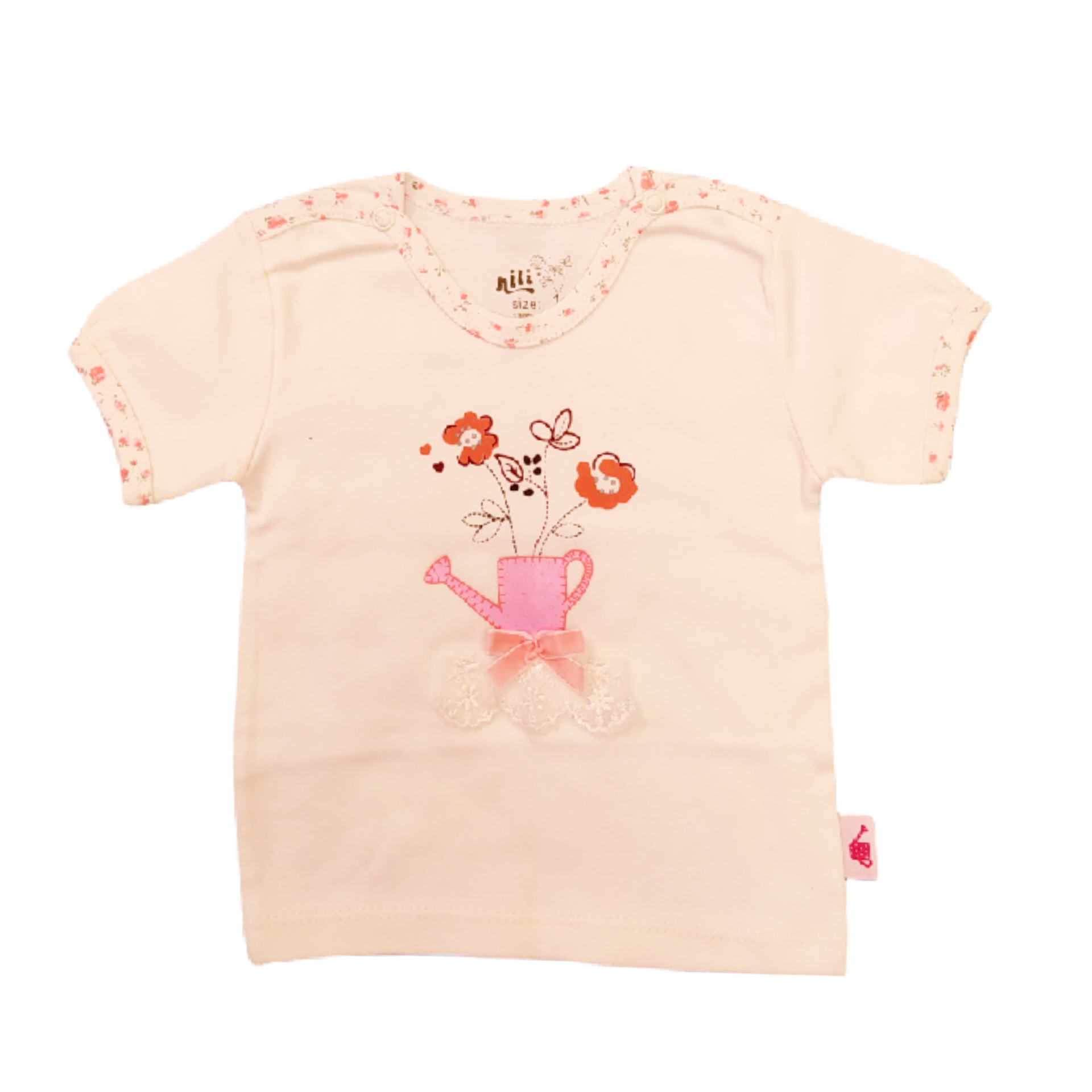 تی شرت نوزادی نیلی مدل گل و گلدون