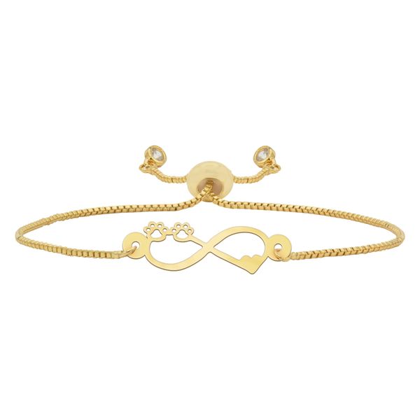 دستبند طلا 18 عیار زنانه مدل شمیم طرح قلب و بینهایتD2