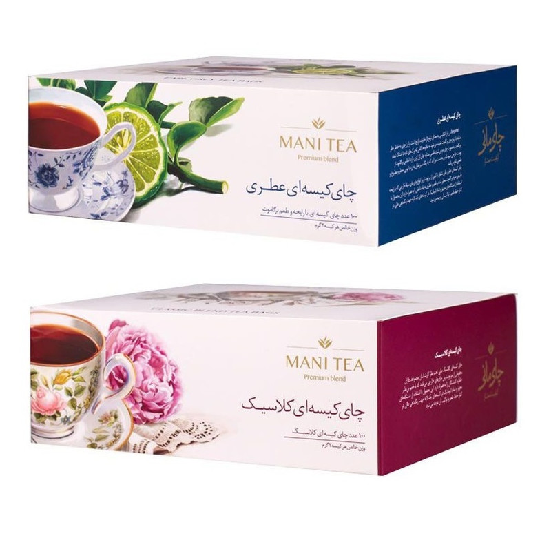 چای سیاه عطری و کلاسیک کیسه ای چای مانی دو بسته 100 عددی
