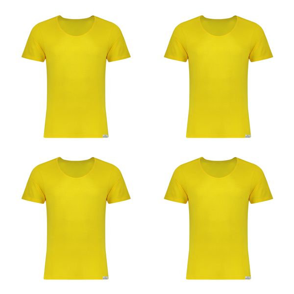 زیرپوش پسرانه برهان تن پوش مدل آستین دار کد 5-02  رنگ زرد بسته 4 عددی