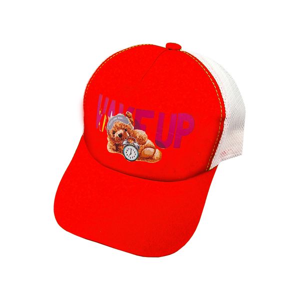 کلاه کپ بچگانه مدل WAKE UP رنگ قرمز