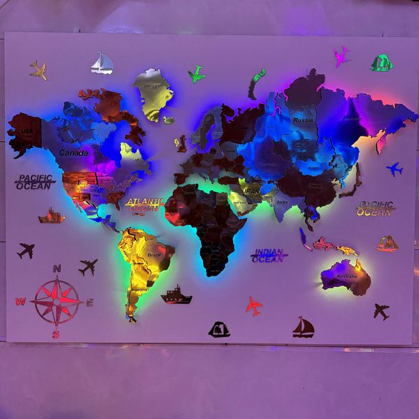 تابلو نوری طرح نقشه جهان مدل بلوتوثی